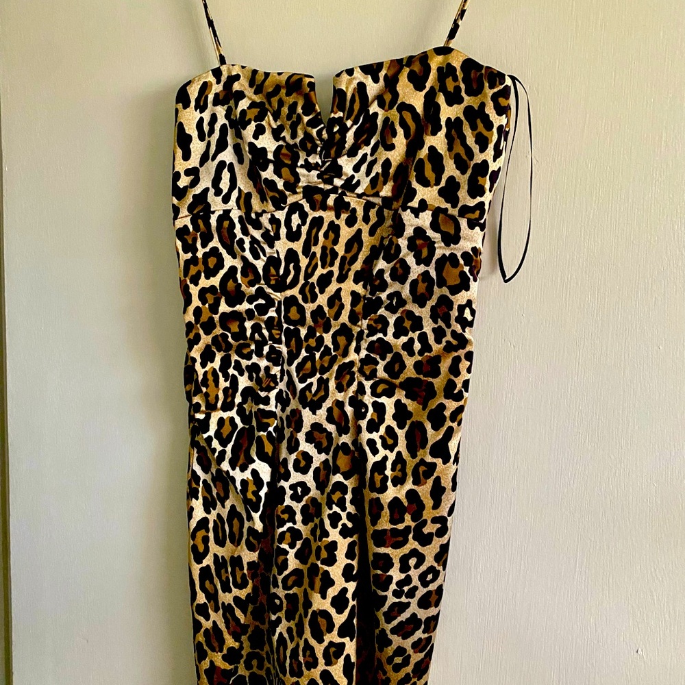 Cache Satin/Poly Leopard Print Dress. Sz 4. - image 3